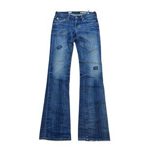 Y2K Adriano Goldschmied Angel Low Rise Boot Cut Denim Jeans Distressed Blue Wash